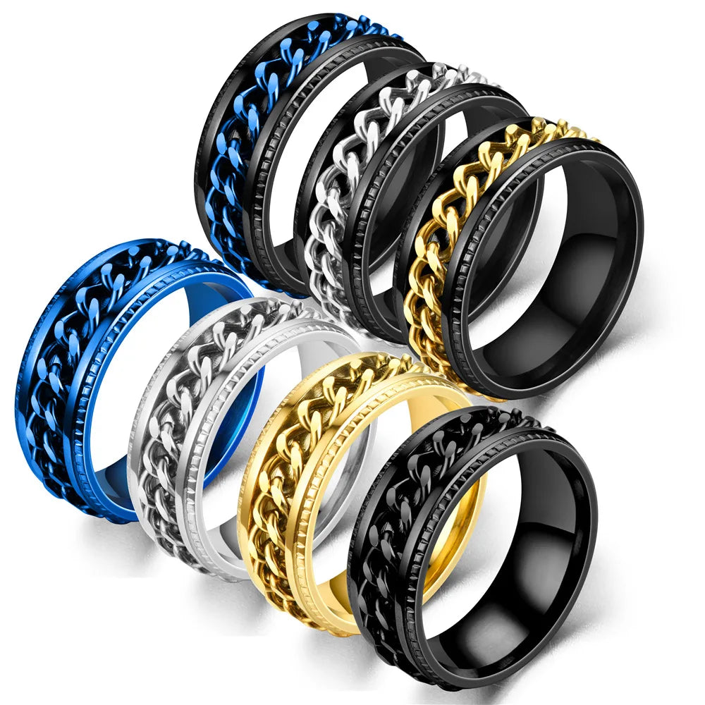 Titanio acero inoxidable anillos de cadena giratorios para mujer, resistentes y de alta calidad, en variedad de colores.