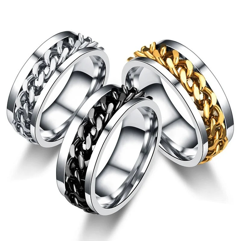 Titanium steel swivel chain rings for women, featuring colorful design and durable construction from Corporación Turística.