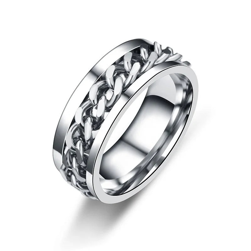 Titanium steel swivel chain rings for women, featuring colorful design and durable construction, by Corporación Turística.