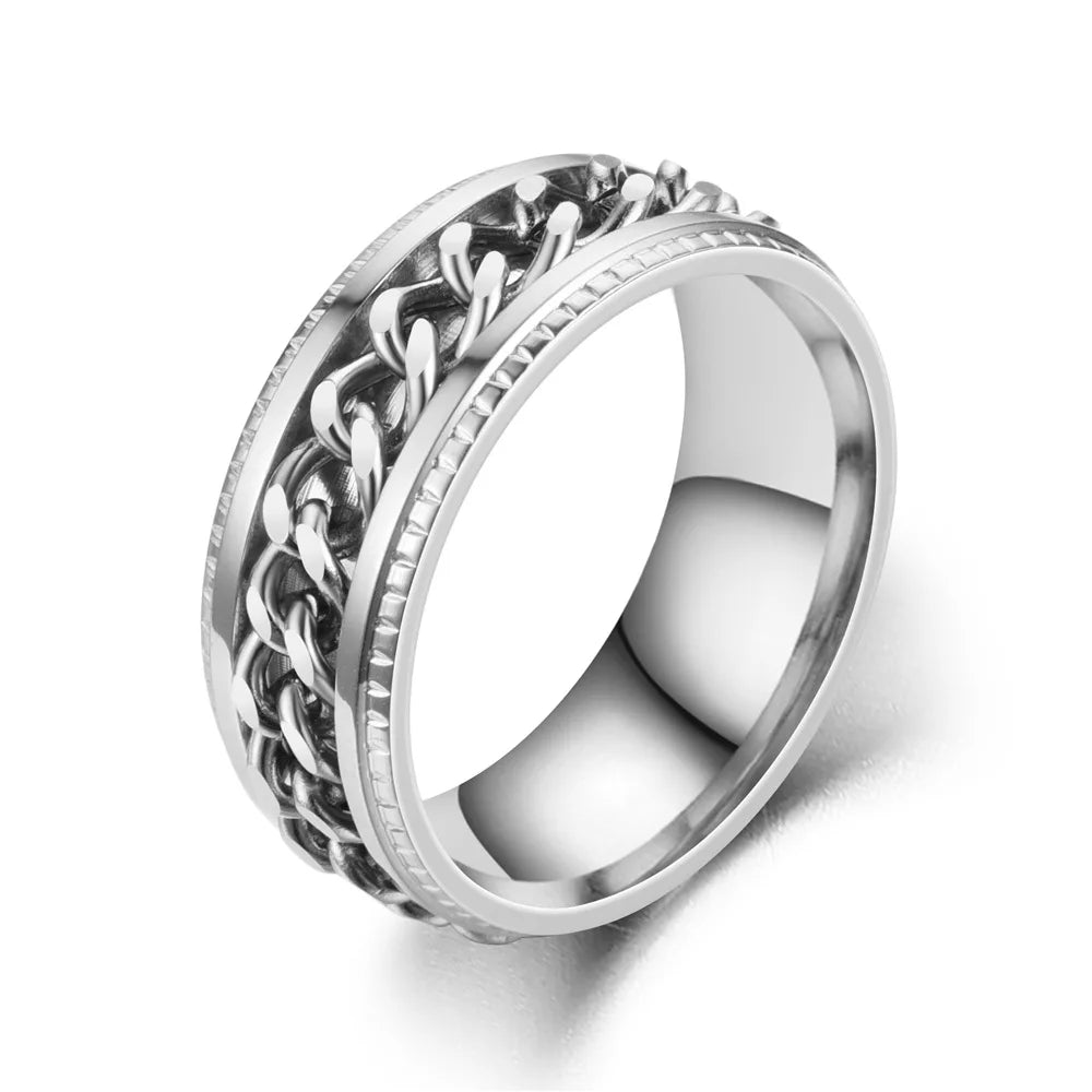 Titanium steel rotating chain rings for women, featuring a colorful design and durable construction from Corporación Turística.