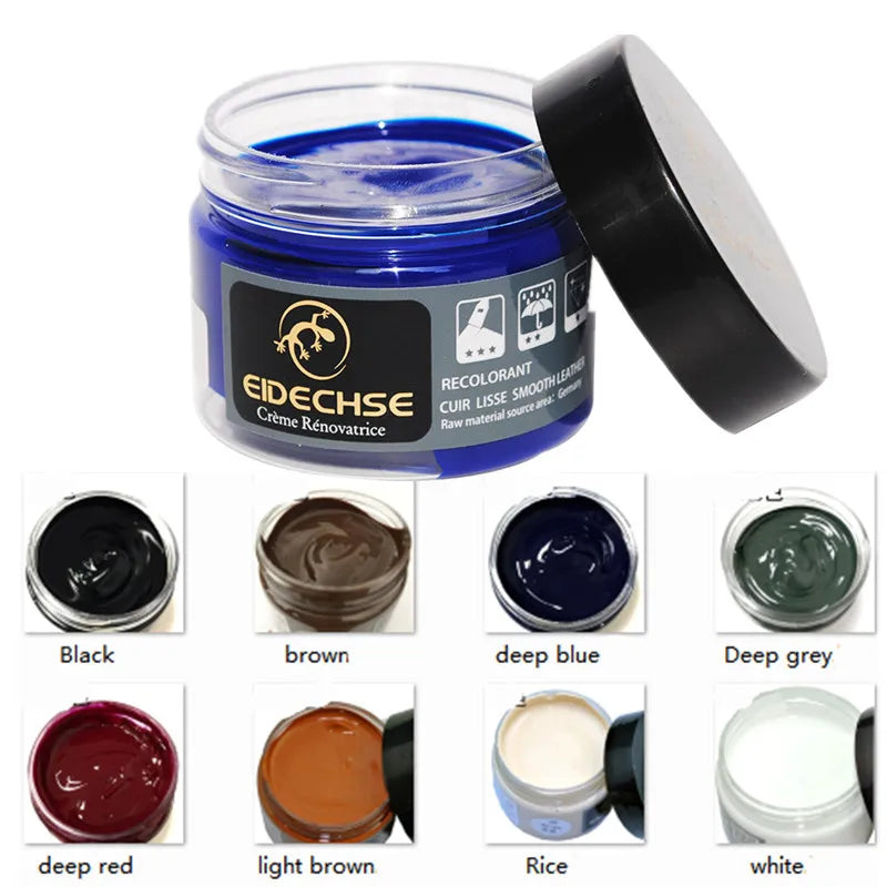 Dark blue vinyl and leather repair kit for cars by Corporación Turística, includes cleaner and repair tools.