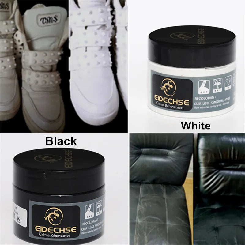 Dark blue vinyl and leather car repair kit by Corporación Turística with cleaning tools and repair compounds for automotive interiors.