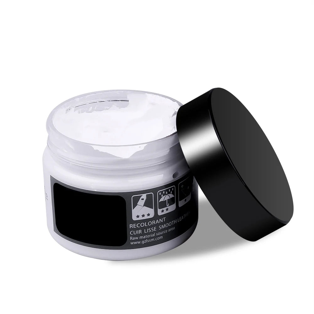 Dark blue vinyl and leather repair kit for cars by Corporación Turística, includes cleaning and repair tools for vehicle upholstery.