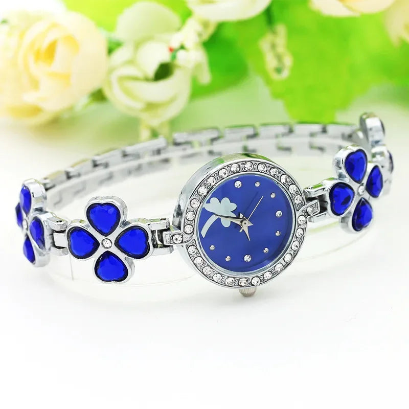 Dark blue women's square diamond quartz watch by Corporación Turística, featuring a sleek design with a polished finish.