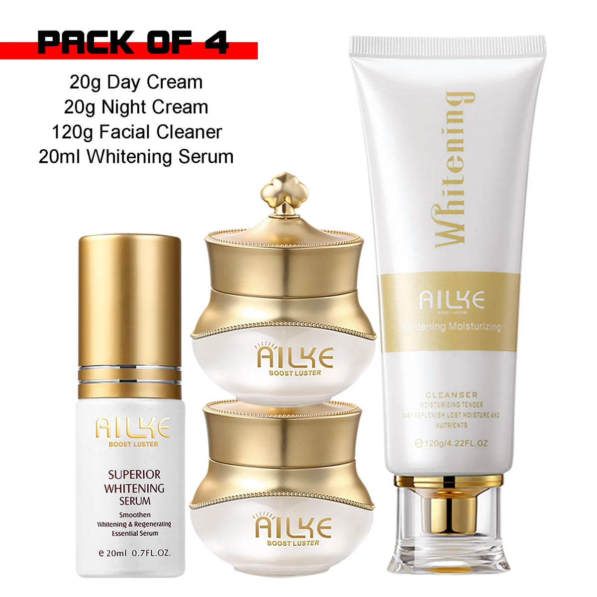Crema facial AILKE Antiarrugas y Blanqueadora con Colágeno, diseñada para reducir arrugas y mejorar la luminosidad de la piel.