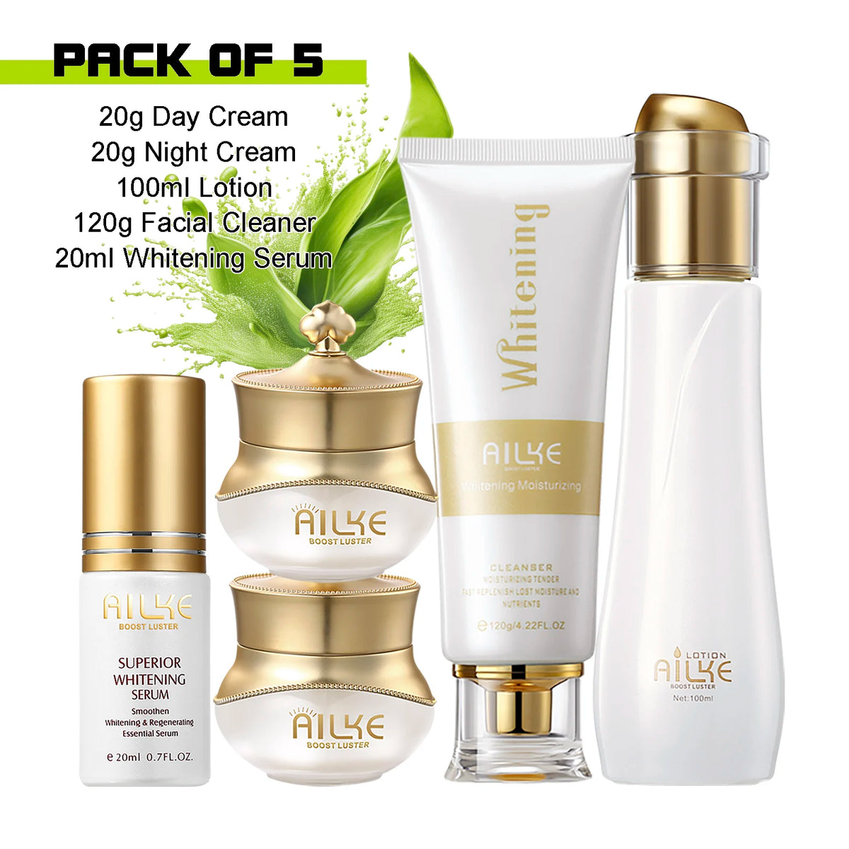 Crema facial AILKE antiarrugas y blanqueadora con colágeno, Corporación Turística, en envase blanco con diseño elegante.