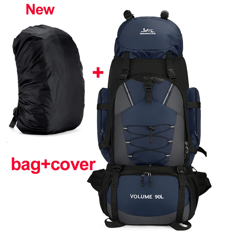 Men's 90L waterproof backpack by Corporación Turística, durable large-capacity travel and outdoor bag.