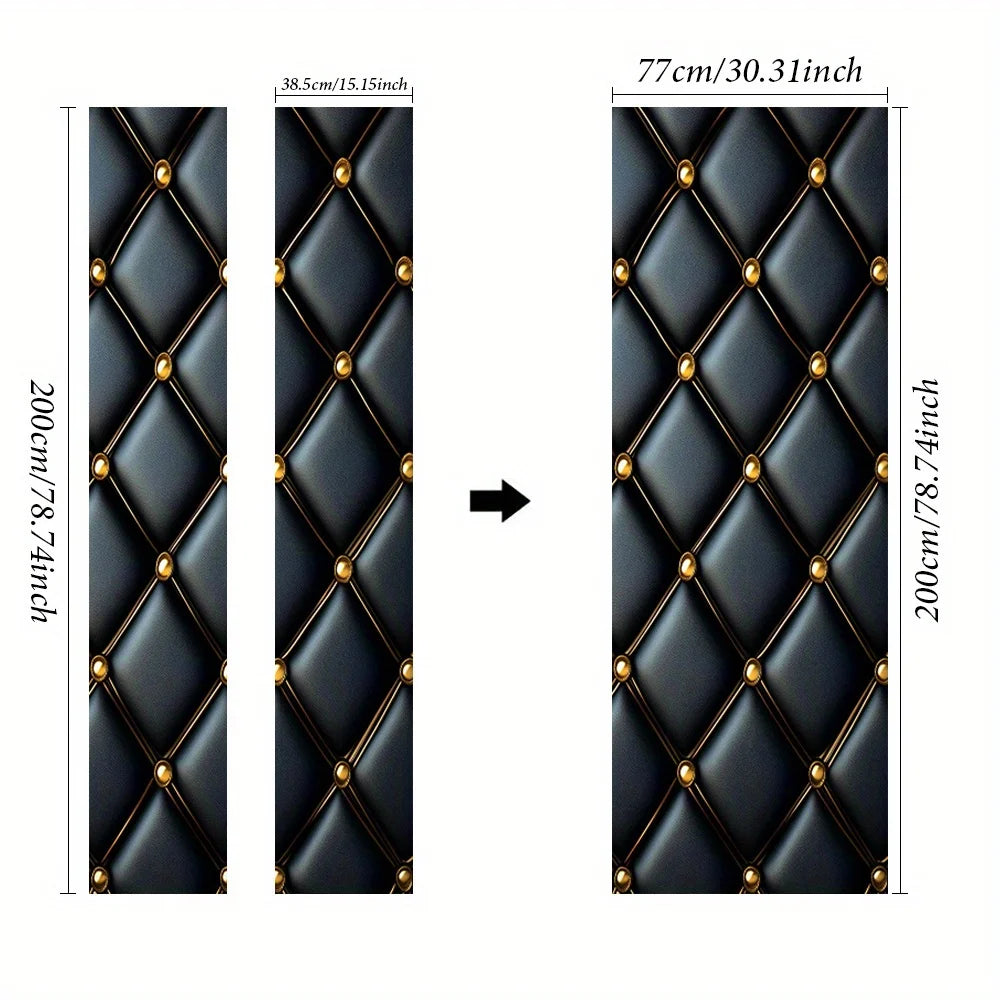 Black shiny leather door decal from Corporación Turística, removable wall sticker for decorative door enhancement.