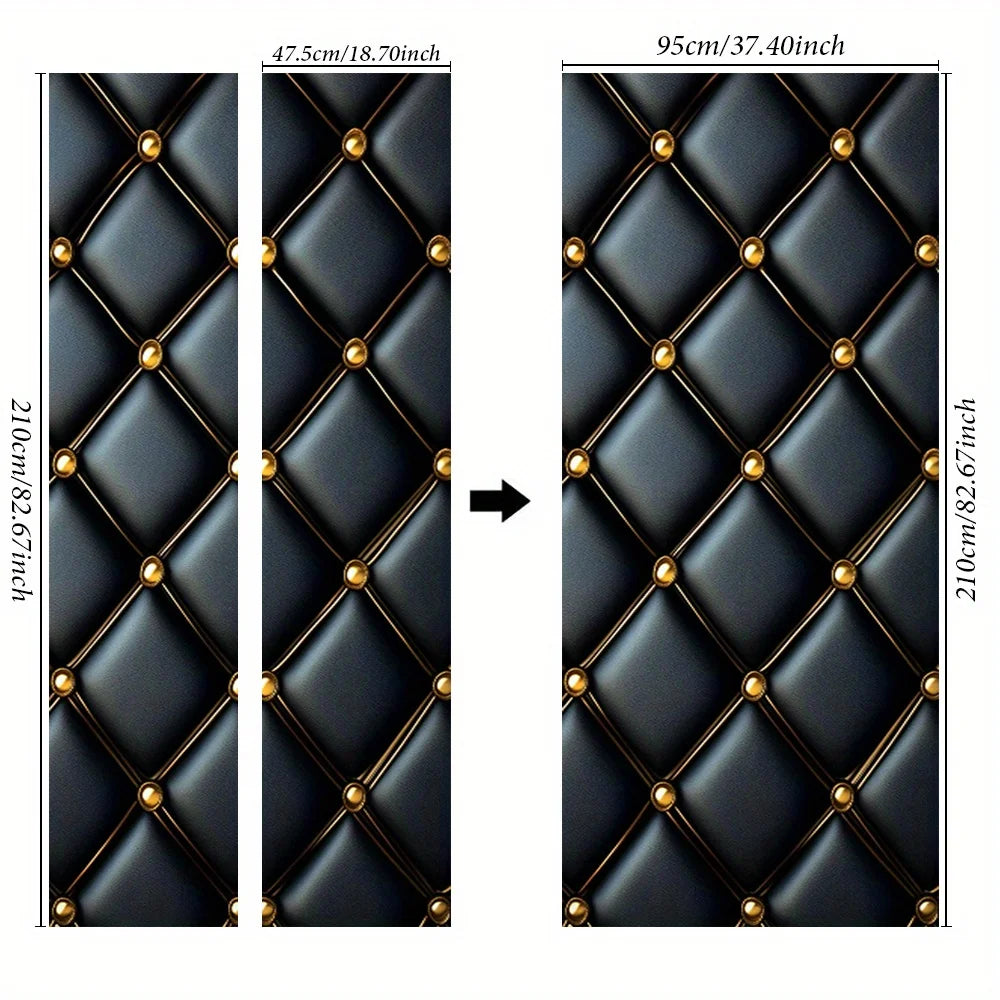 Black shiny leather door decal stickers by Corporación Turística, large peel-and-stick wall decoration for doors or walls.