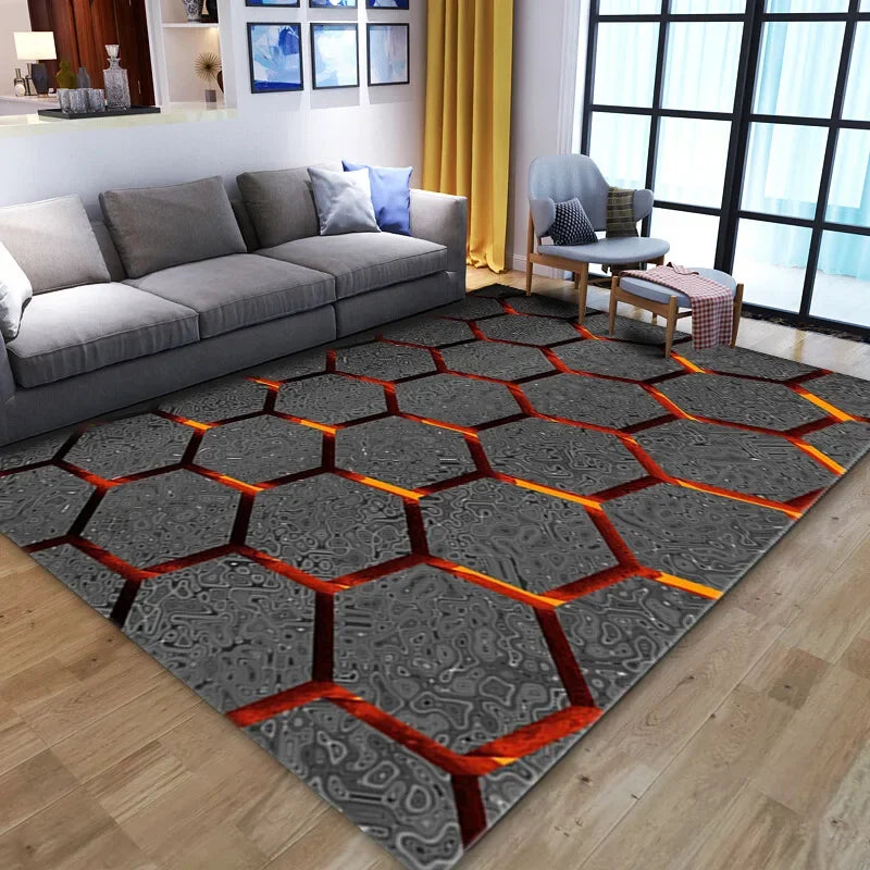 3D optical illusion geometric rug from Corporación Turística, soft and non-slip, designed for living room decor, 50x80cm.