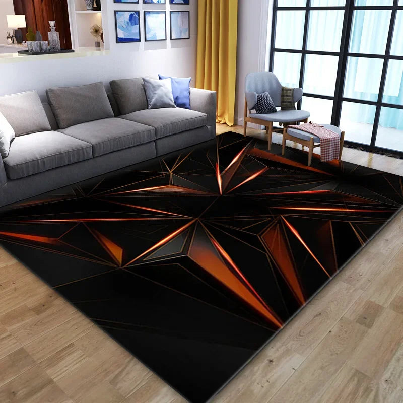 3D optical illusion geometric rug by Corporación Turística, soft and slip-resistant home decor carpet for living room.