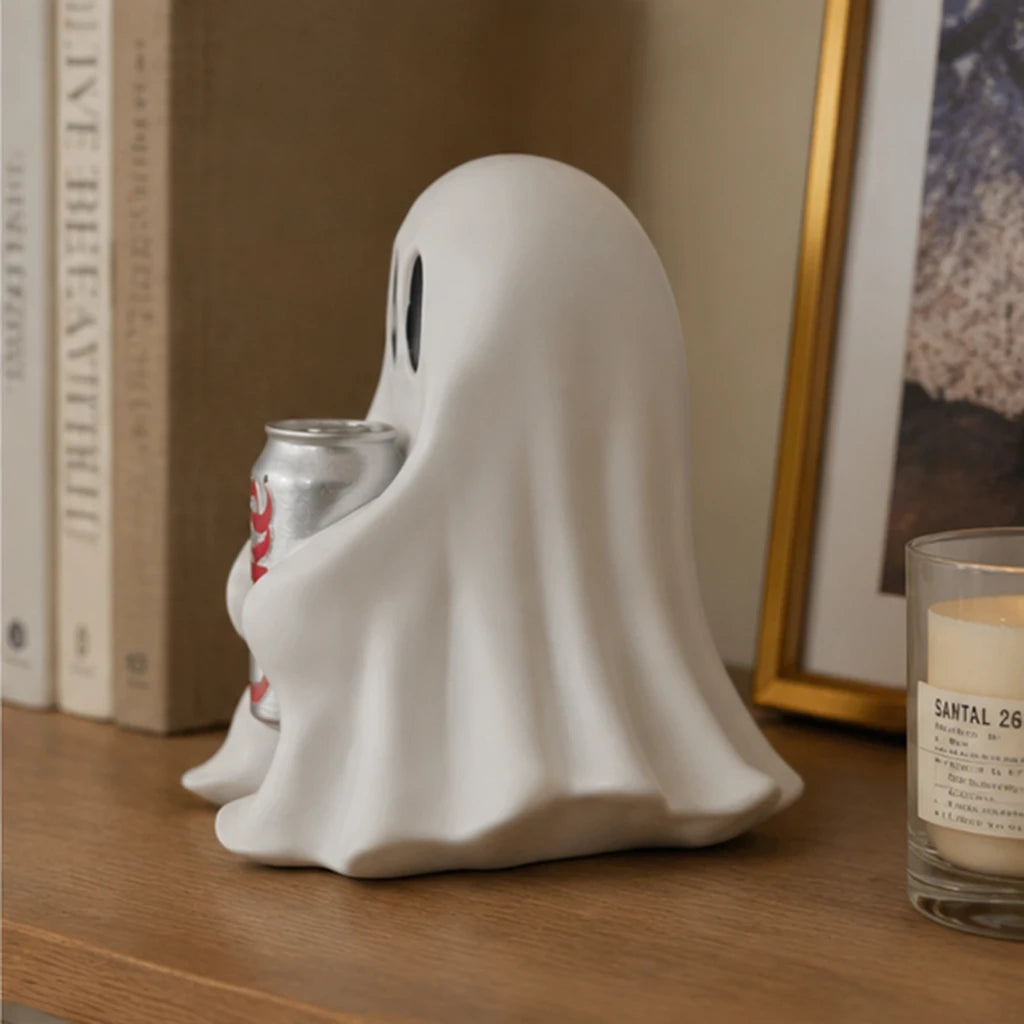 Funny ghost resin statue, 20 cm tall, decorative resin figure for home decor with humorous design, by Corporación Turística.