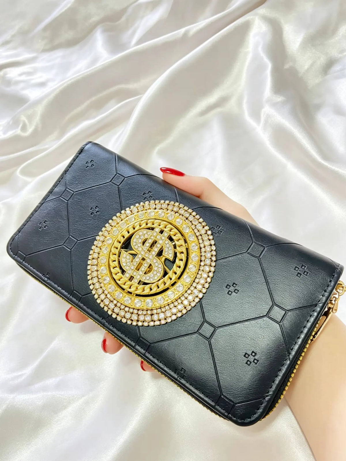 Large capacity wallet with double zipper from Corporación Turística, featuring multiple compartments and a sleek design.