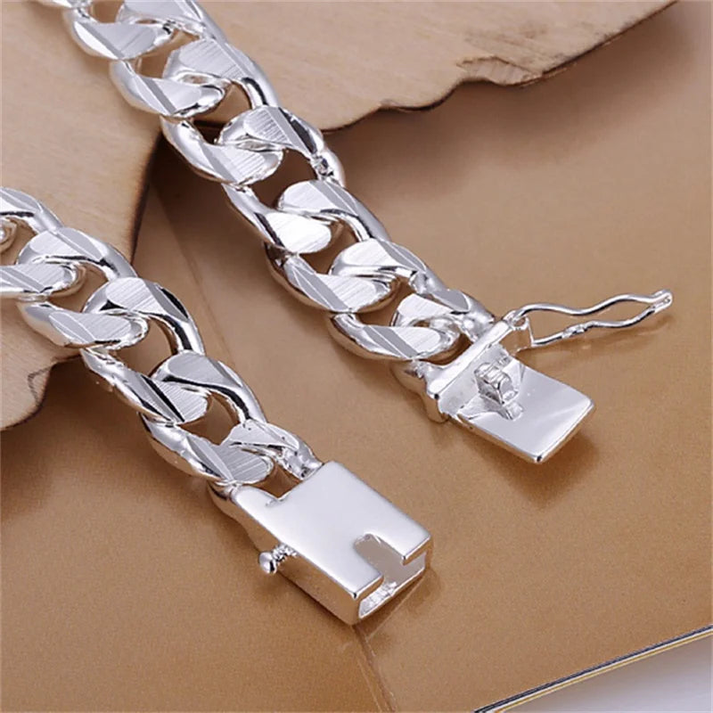 Sterling silver 925 bracelet for men and women, fine jewelry with a sleek, polished finish and stylish design.