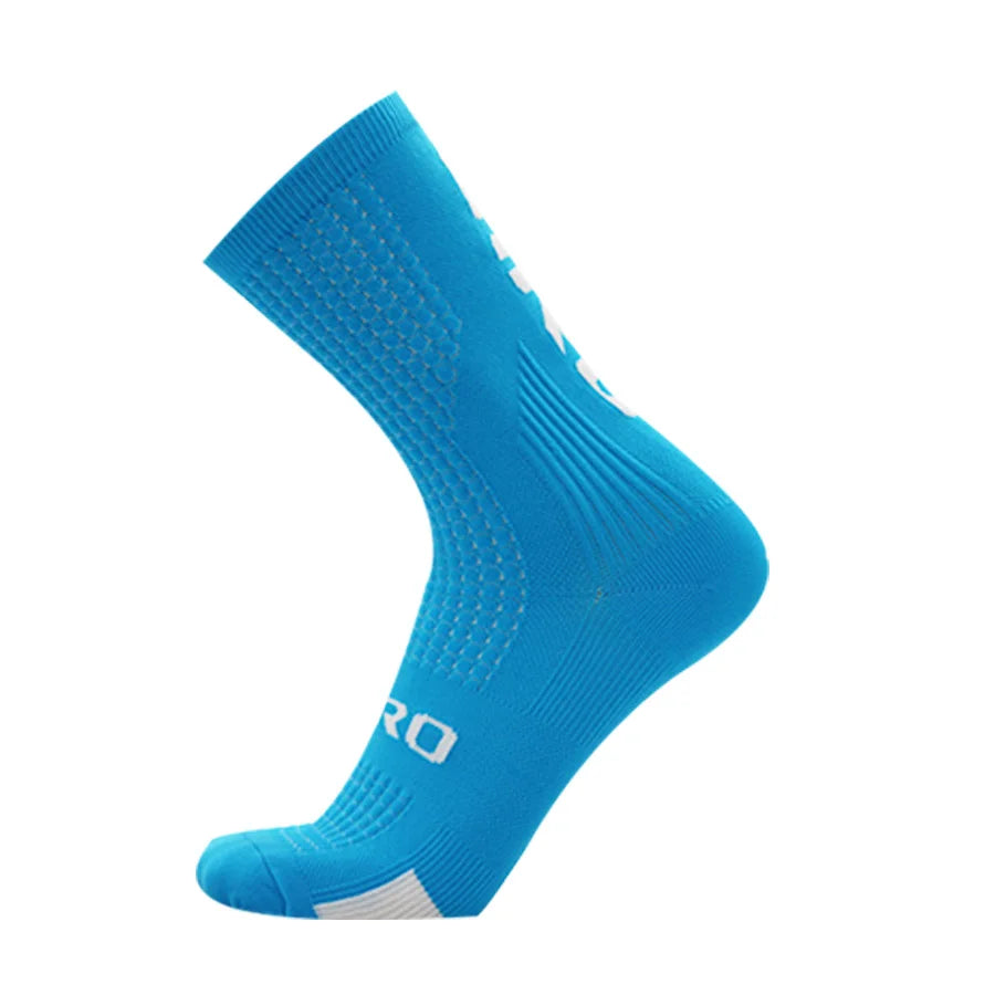 Orange breathable cycling socks by Corporación Turística, unisex sports socks designed to absorb sweat and enhance outdoor cycling comfort.