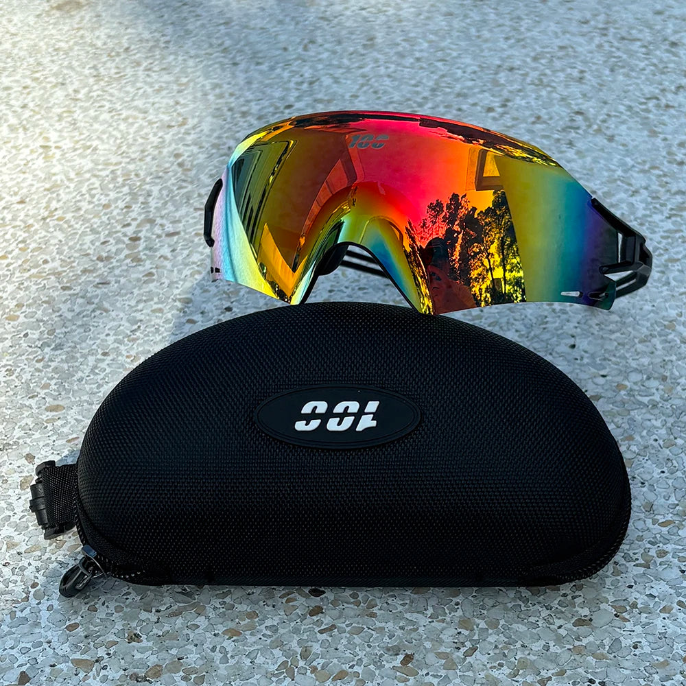 Red photochromic UV400 cycling sunglasses for MTB from Corporación Turística, designed for outdoor sports and biking.