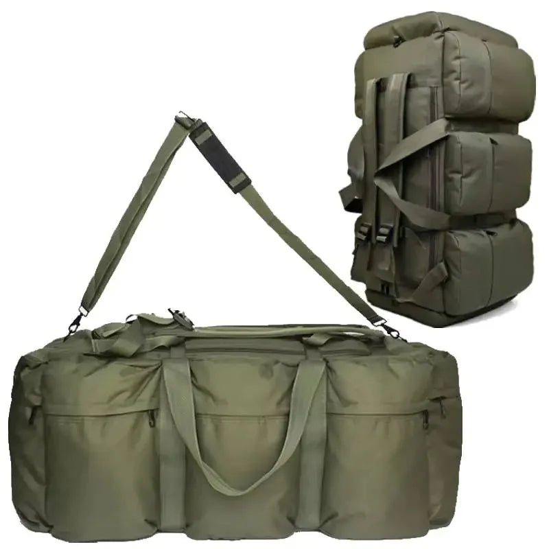 Tactical travel bag 100L backpack by Corporación Turística, durable military-style gear carryall with multiple compartments.