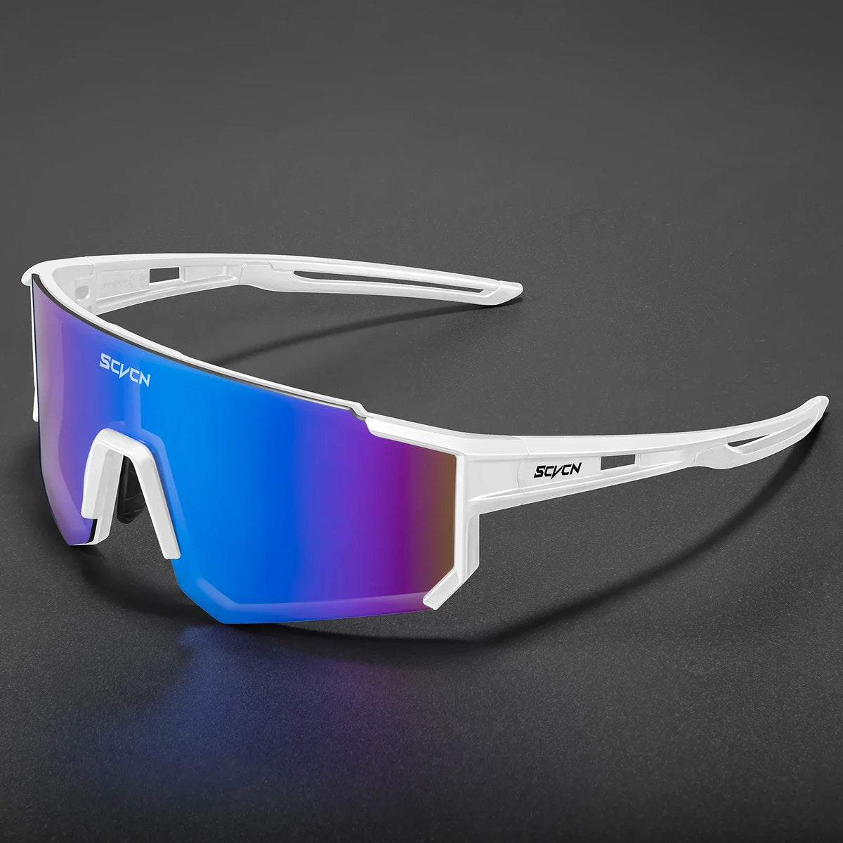 Pair of outdoor cycling sunglasses from Corporación Turística with black frames and tinted lenses, designed for outdoor sports.