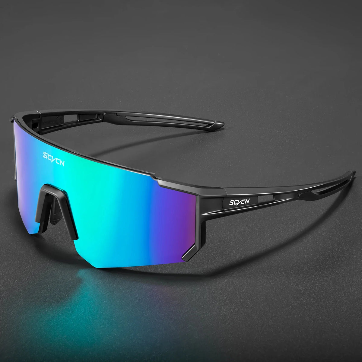 Sporty black cycling sunglasses from Corporación Turística with wraparound lenses for outdoor cycling.