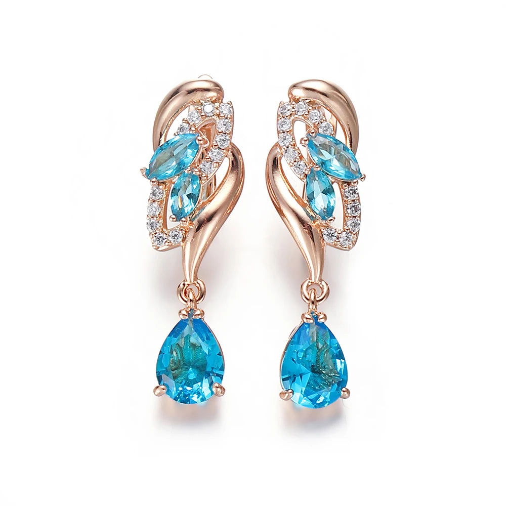 Elegant drop earrings with cubic zirconia stones for women, featuring a shiny, teardrop design by Corporación Turística.