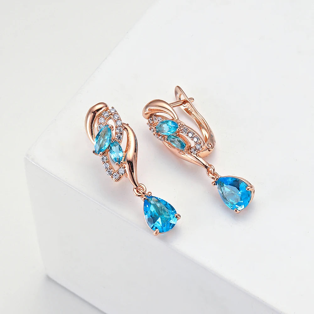 Silver drop earrings with sparkling cubic zirconia stones, designed for women, from Hanreshe brand.