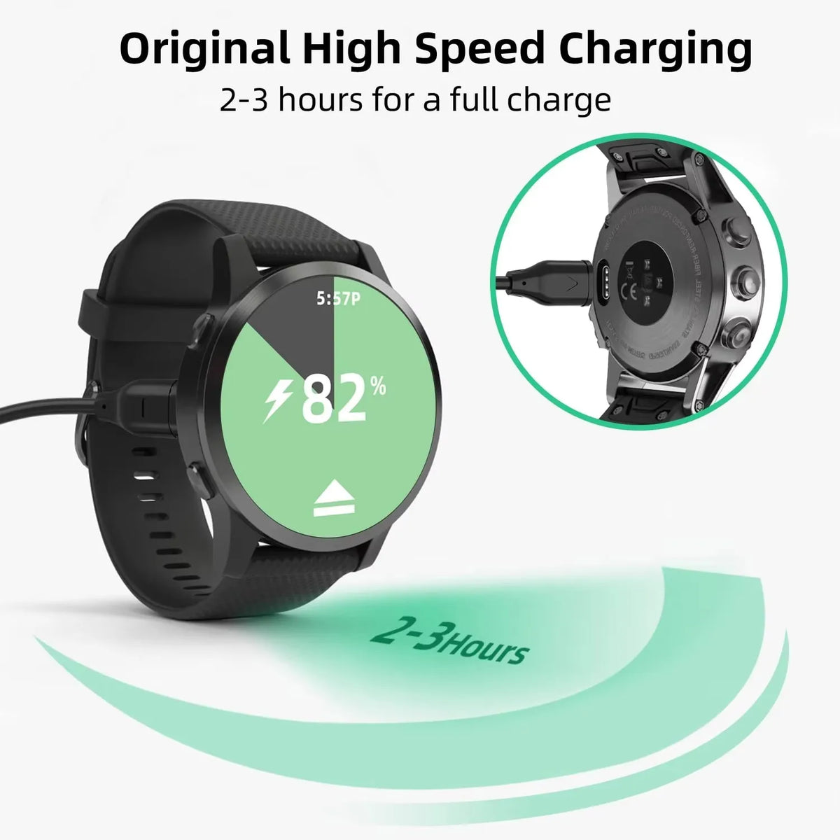 Garmin USB-C charger cable for Fenix 5/6/7 Pro by Corporación Turística, portable fast charging accessory with USB-C connection.