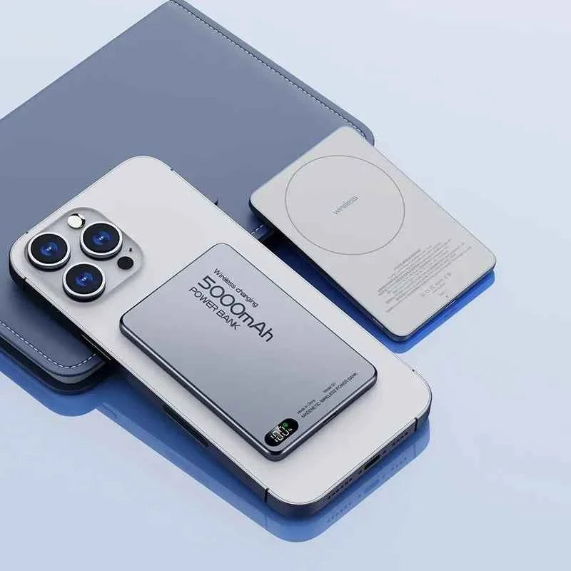 Pink 10000mAh MagSafe power bank by Corporación Turística with fast charging, ultrathin design, ideal for modern mobile devices.