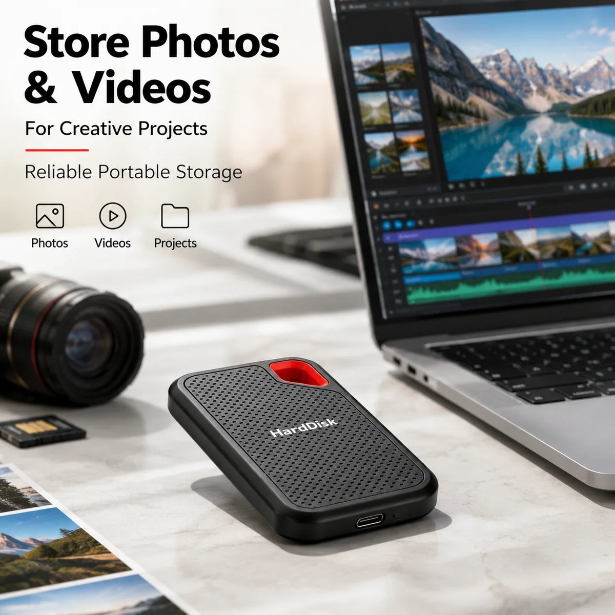 Corporación Turística 1TB external SSD drive with USB 3.1 port, portable high-speed storage for PC and Mac.