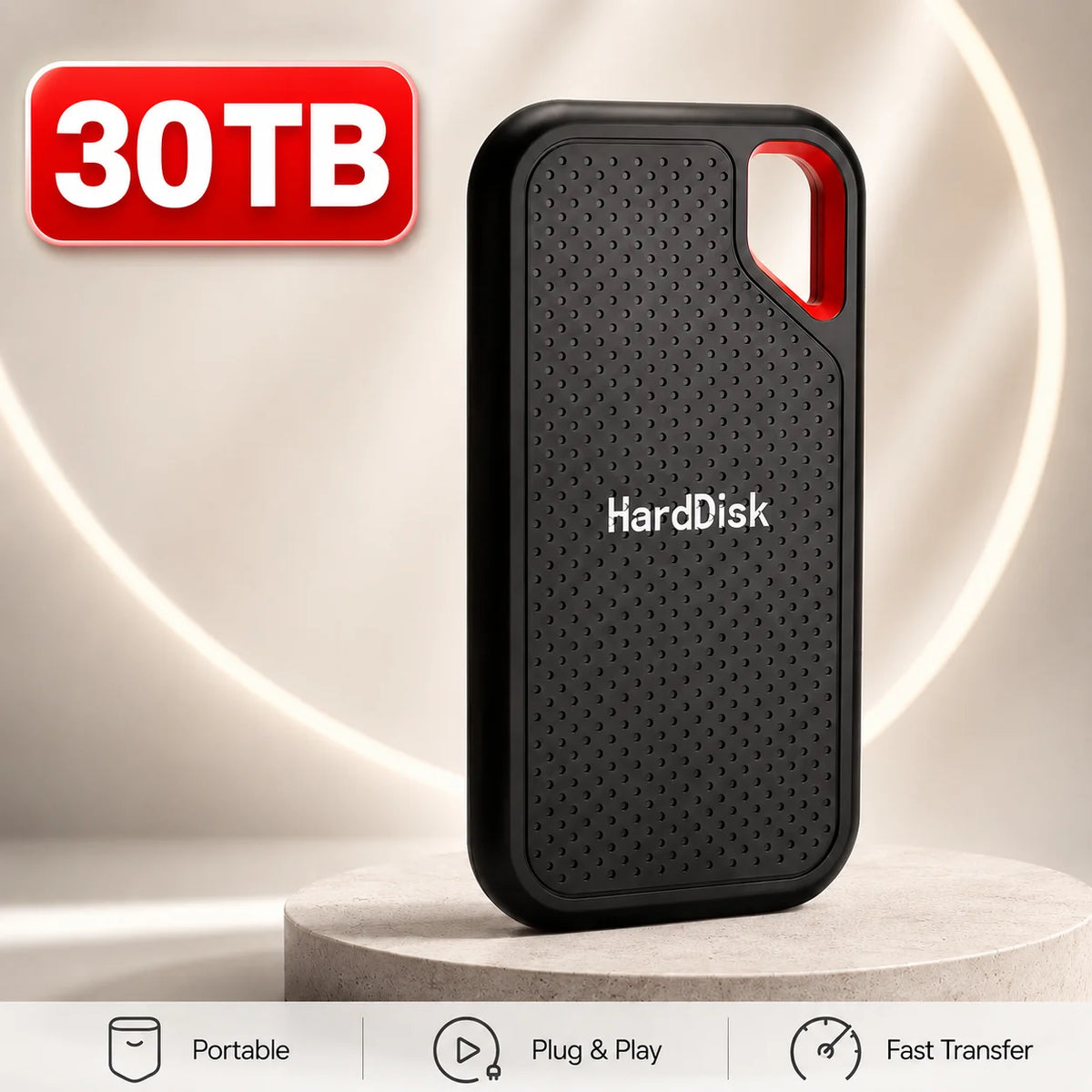 Corporación Turística 1TB external SSD with USB 3.1 port, portable high-speed storage for PC and Mac.