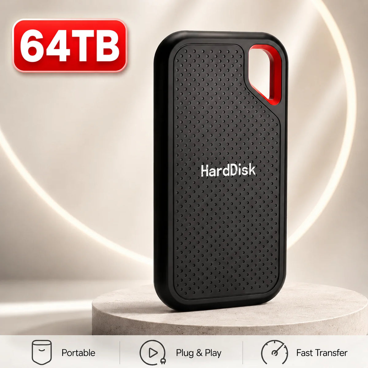 Corporación Turística 1TB external SSD drive with USB 3.1 port, portable high-speed storage for PC and Mac.