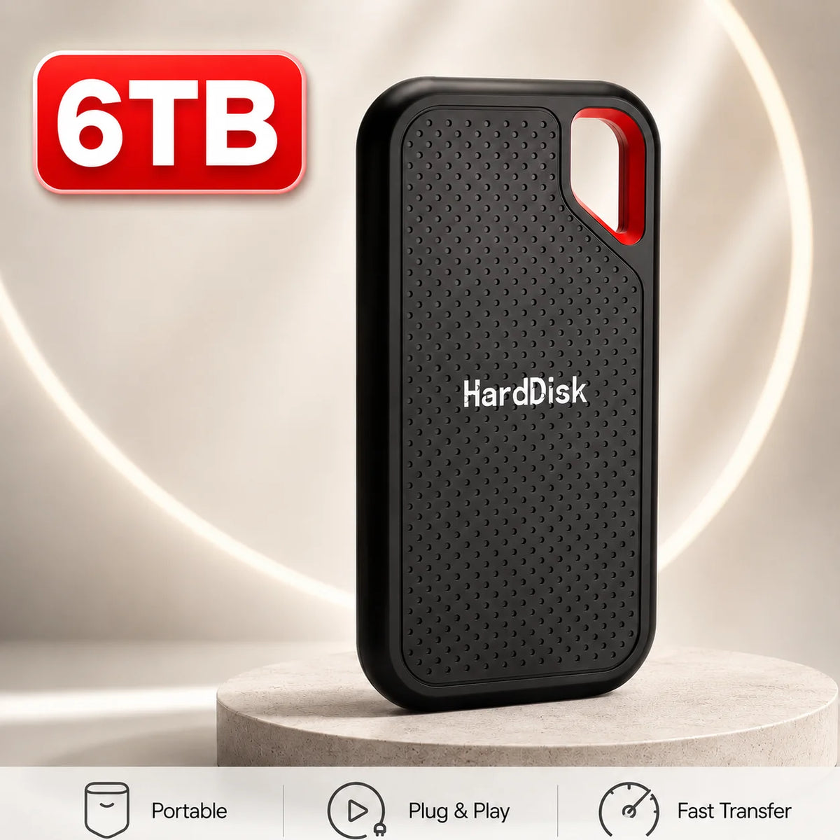 Portable 1TB SSD external drive by Corporación Turística with USB 3.1 port, high-speed storage for PC and Mac.