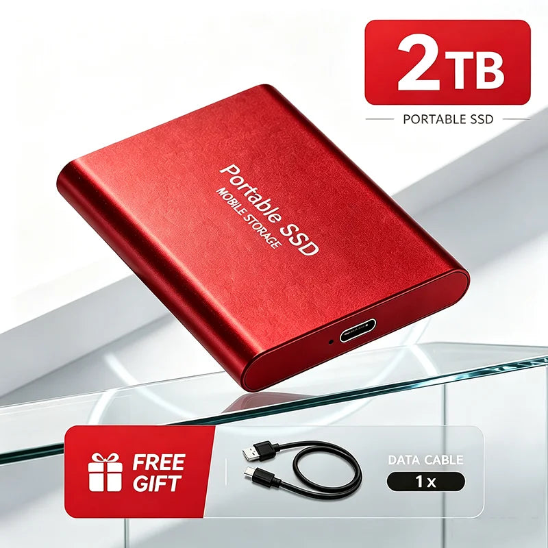 Portable SSD drive by Corporación Turística, 1TB or 2TB USB 3.1 external hard drive for fast mobile storage.
