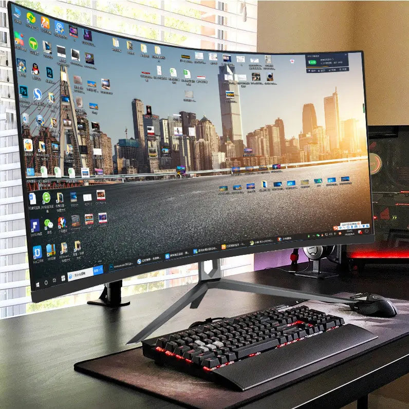 32-inch Curved Monitor Z2427 by Corporación Turística with HDR400, immersive visual experience, 1800R curvature, and 144Hz refresh rate.