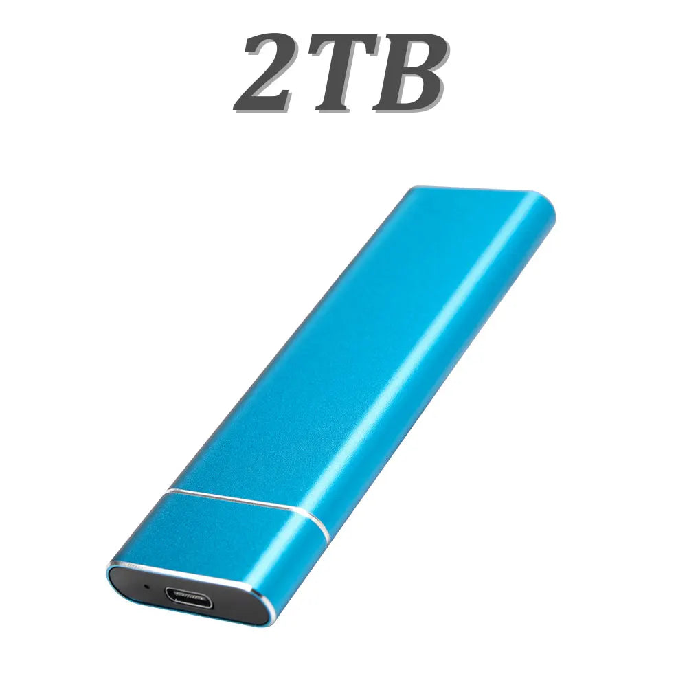 Corporación Turística 8TB portable SSD external drive with USB 3.1 Type-C port, black, compact, and high-speed storage.
