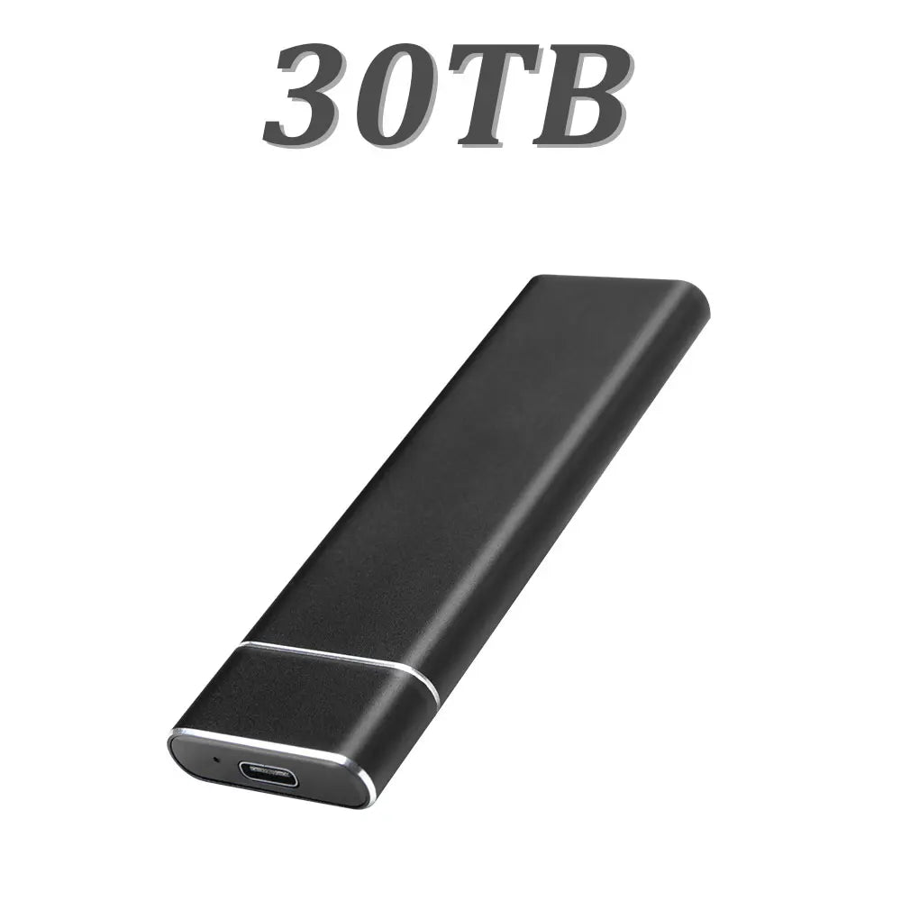 Corporación Turística 8TB external SSD with USB 3.1 Type-C port, black portable external drive for fast storage.