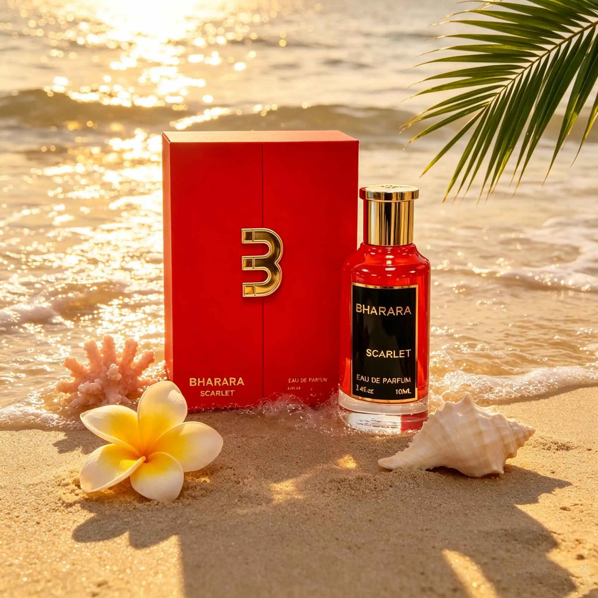 Bharara Scarlet EDP perfume for women by Corporación Turística, fruity oriental fragrance bottle with elegant design.