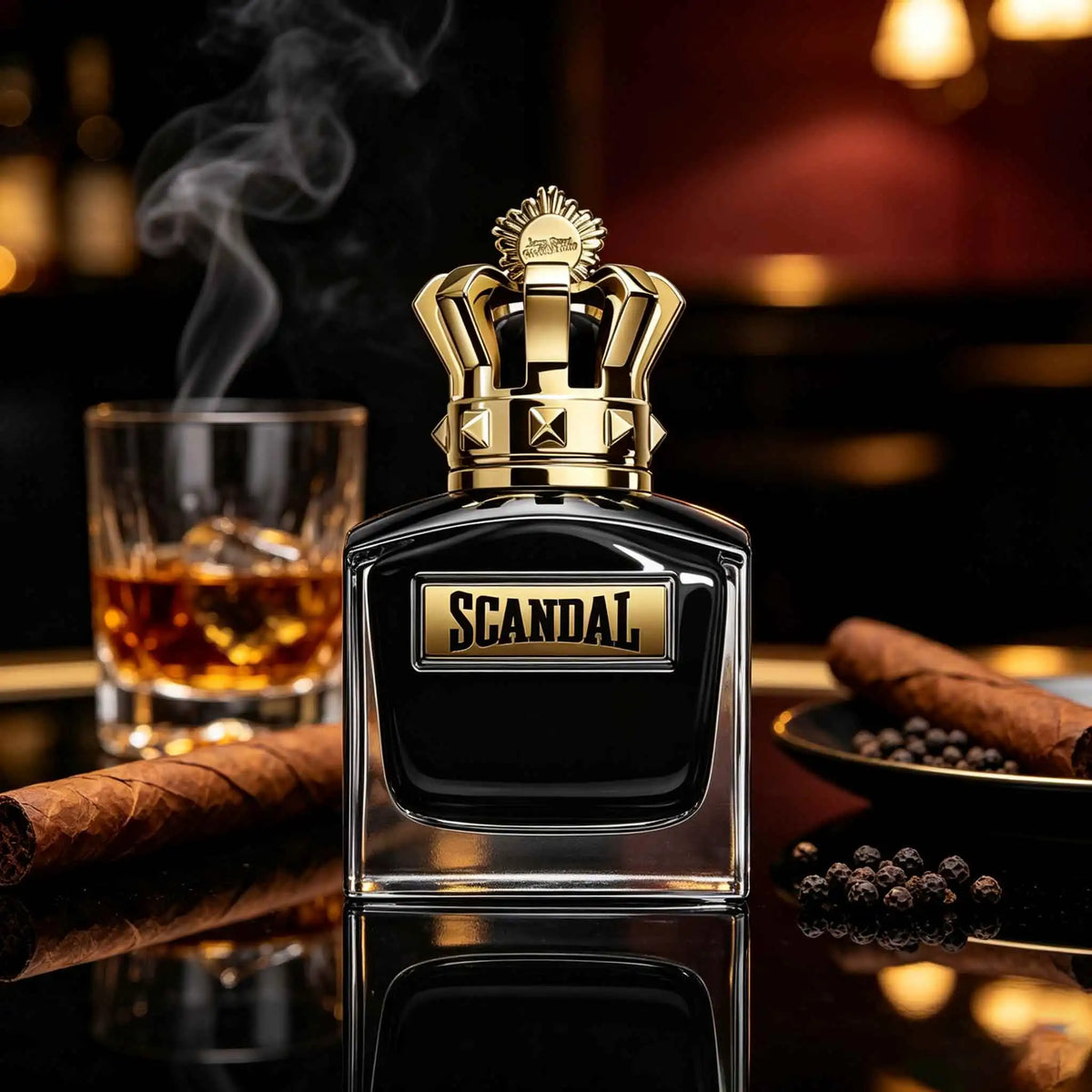 Jean Paul Gaultier Scandal Le Parfum bottle with deep aroma, elegant design, and luxurious packaging.