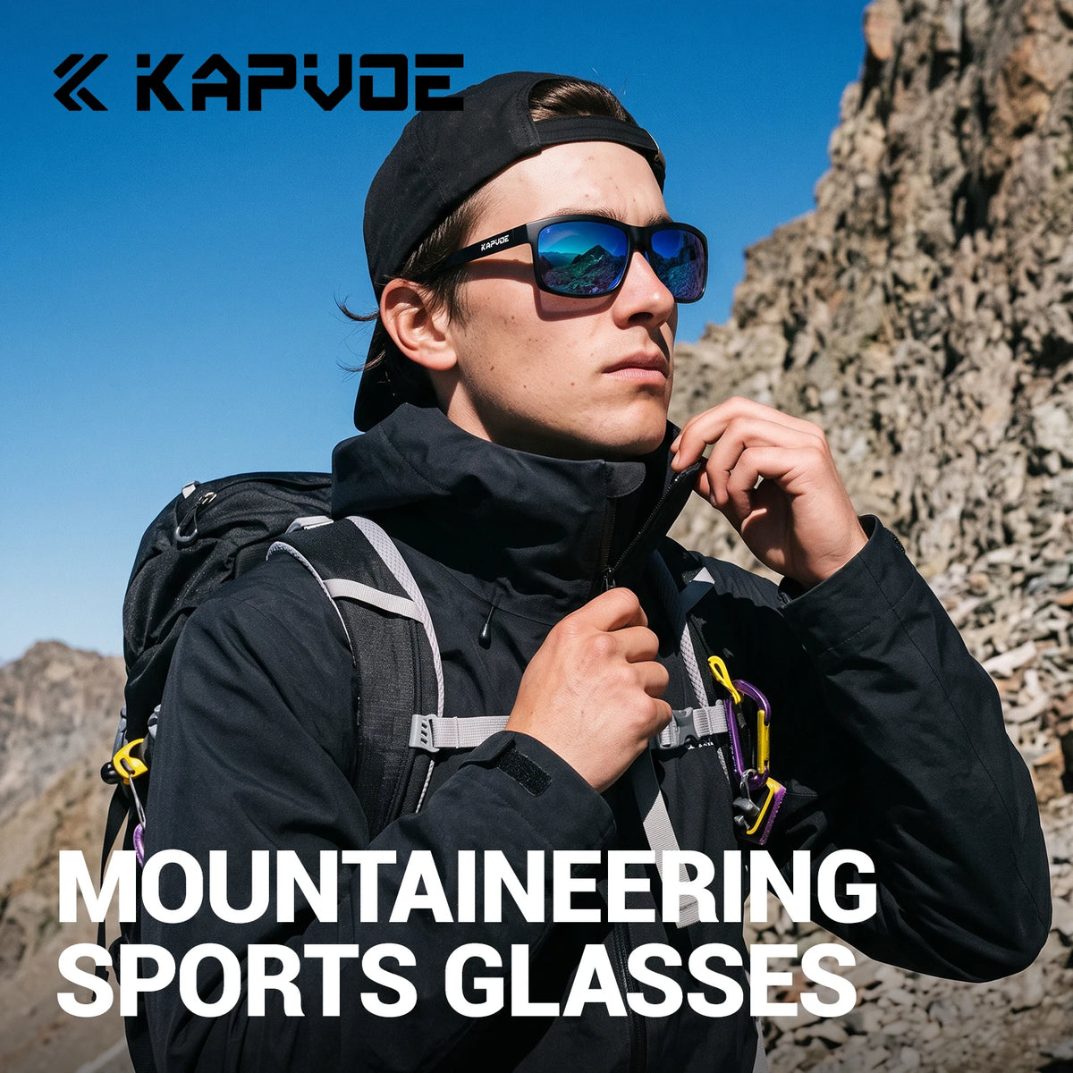 Polarized anti-reflective cycling glasses by KAPVOE from Corporación Turística, with sleek design and tinted lenses for outdoor riding.