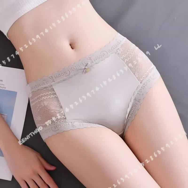 High-waisted lace panties for women, seamless design in gray, from Corporación Turística, soft and comfortable underwear.