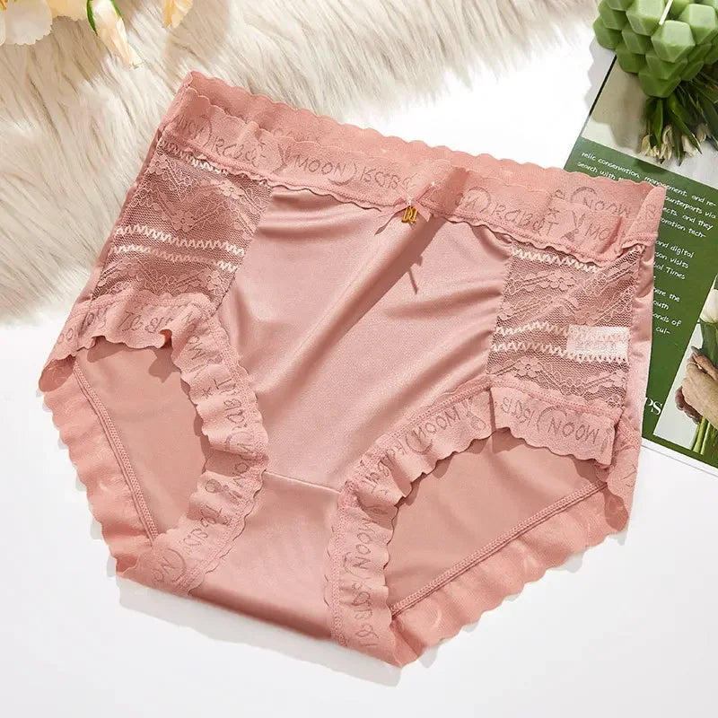 Gray high-waist lace women's underwear from Corporación Turística, seamless design, comfortable fit, front view.