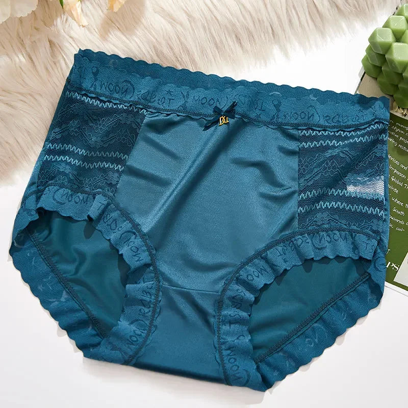 Gray high-waist lace briefs for women, seamless design from Corporación Turística, shown on a plain background.