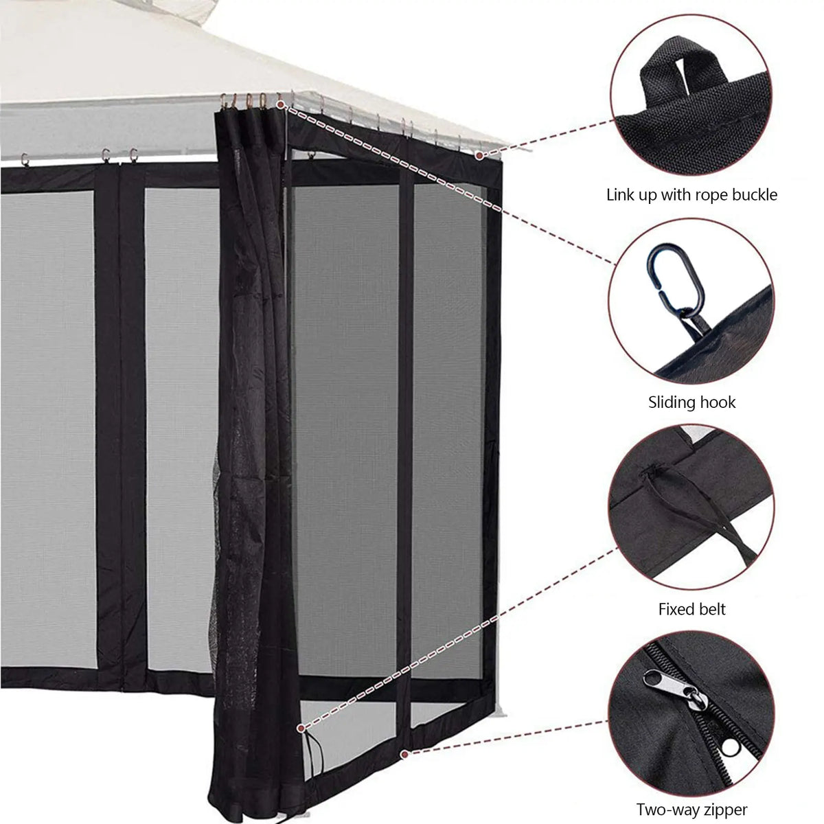 Durable garden mosquito net for gazebo, 300x300cm, made of anti-insect mesh, ideal for outdoor patio or garden spaces.