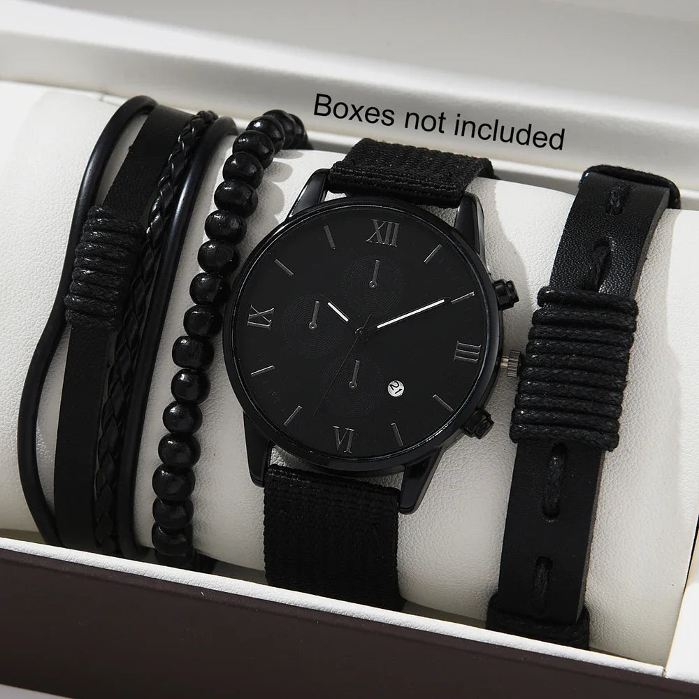 Luxury men's watch and bracelet set by Corporación Turística, featuring a stylish watch and matching jewelry piece.