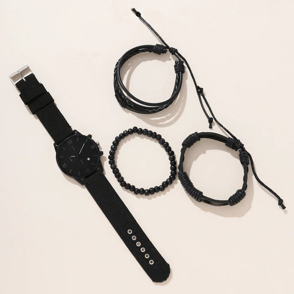 Luxury men's watch and bracelet set by Corporación Turística, stylish accessories for sophisticated men's fashion.