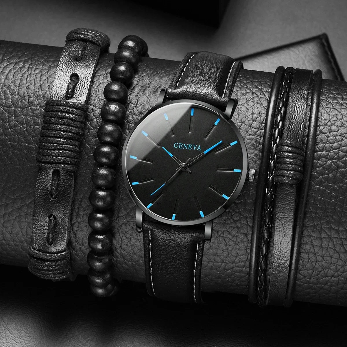 Luxury men's watch and bracelet set by Corporación Turística, featuring a stylish watch with matching accessory for men.
