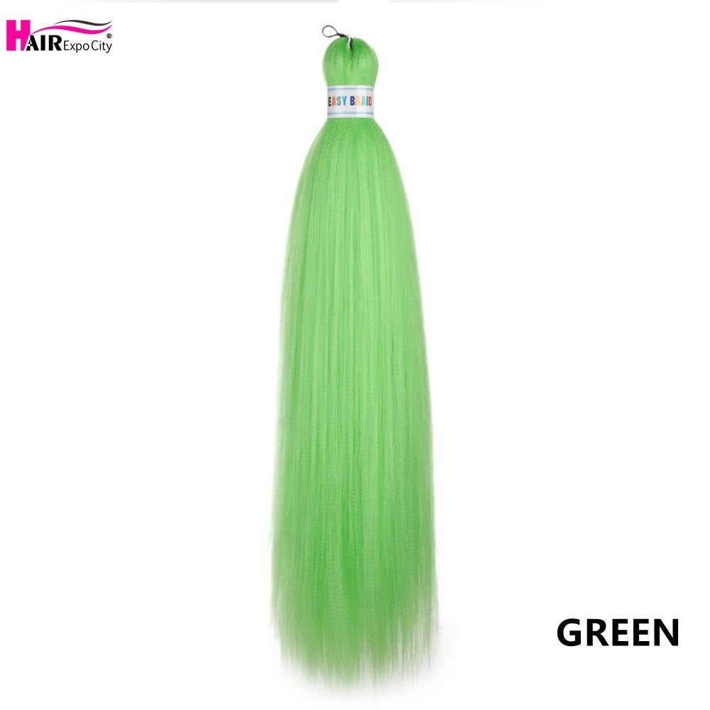 Synthetic 26-inch hair extensions with braided trenzas by Corporación Turística, shown in a bundle of three.