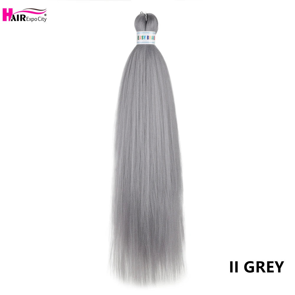 Synthetic 26-inch hair extensions with braided style, three bundles, from Corporación Turística, shown in natural black color.