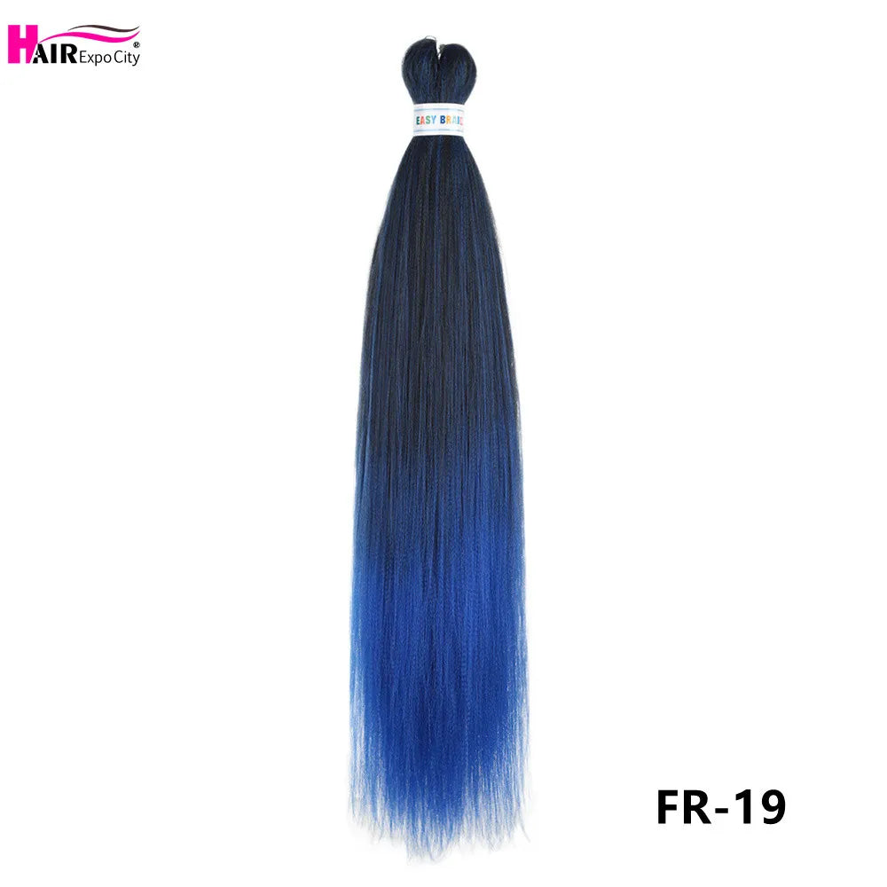 Synthetic 26-inch hair extensions with braided trenzas, three units, from Corporación Turística, shown in natural brown color.