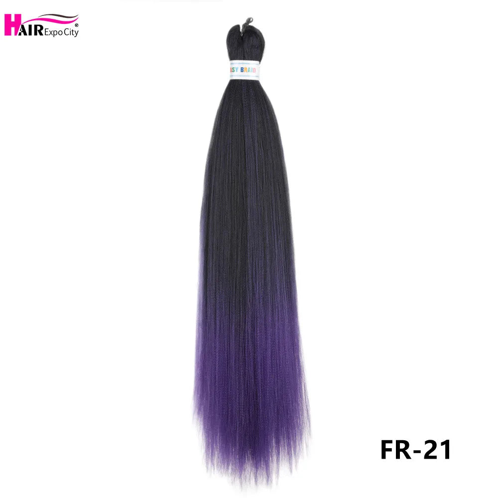 Synthetic 26-inch hair extensions with braids by Corporación Turística, three units per bundle, featuring detailed braided design.