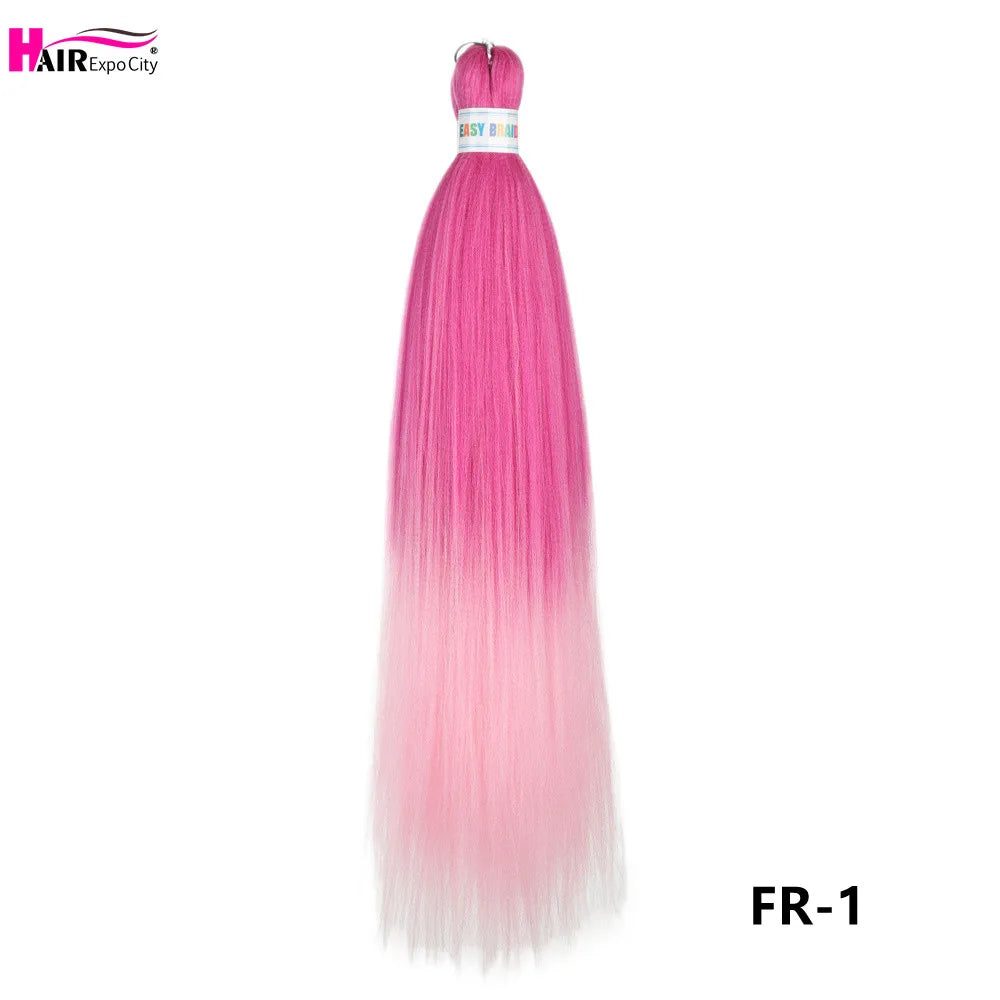 Synthetic 26-inch hair extensions with braided style from Corporación Turística, shown in a set of three bundles.